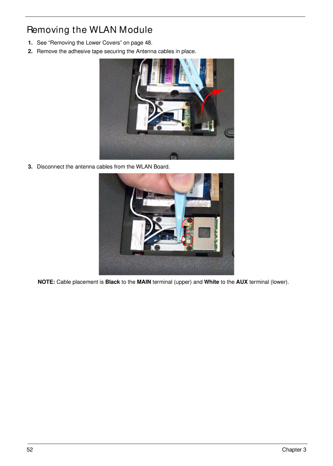 Aspire Digital 5334, 5734Z manual Removing the Wlan Module 