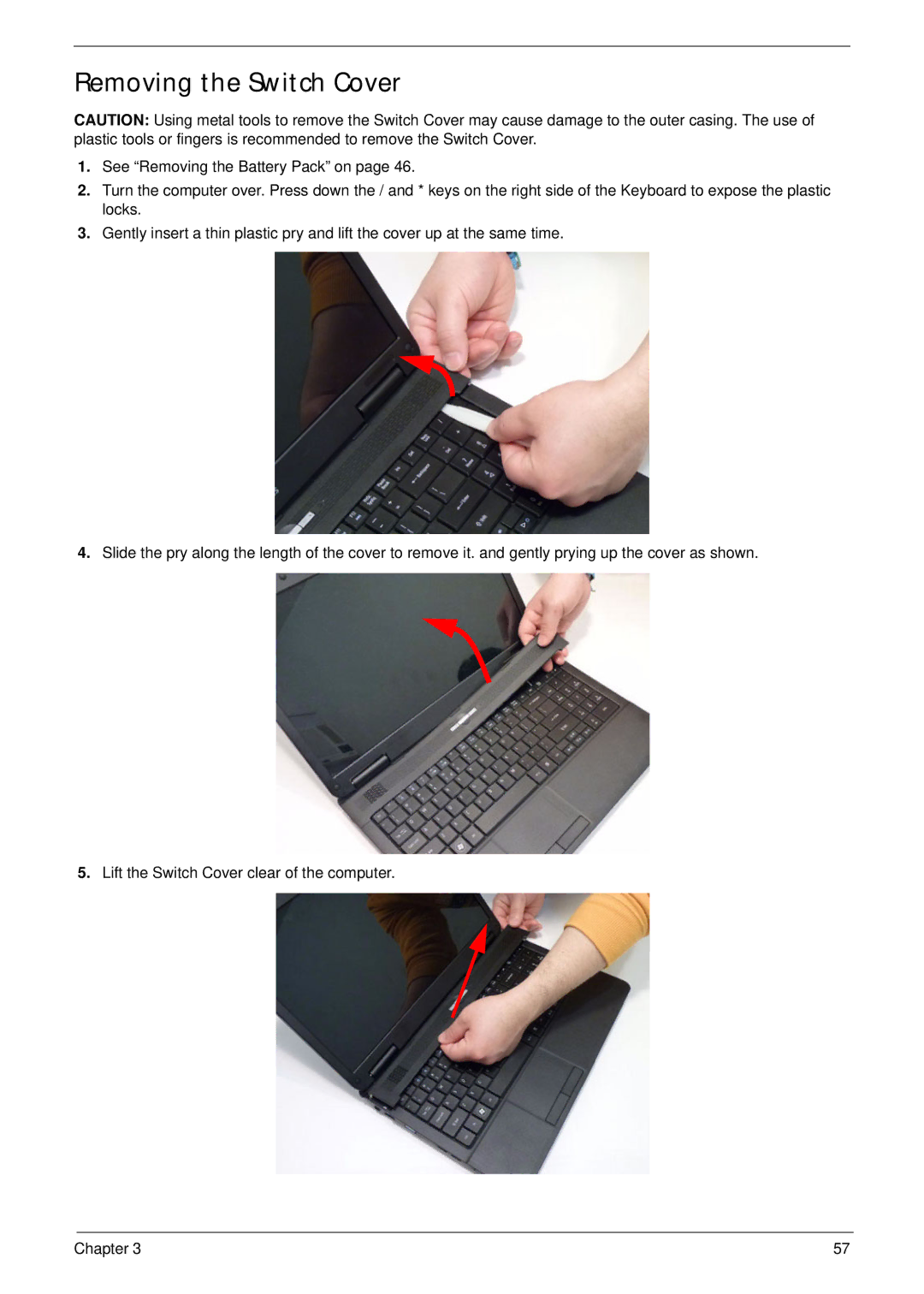 Aspire Digital 5734Z, 5334 manual Removing the Switch Cover 