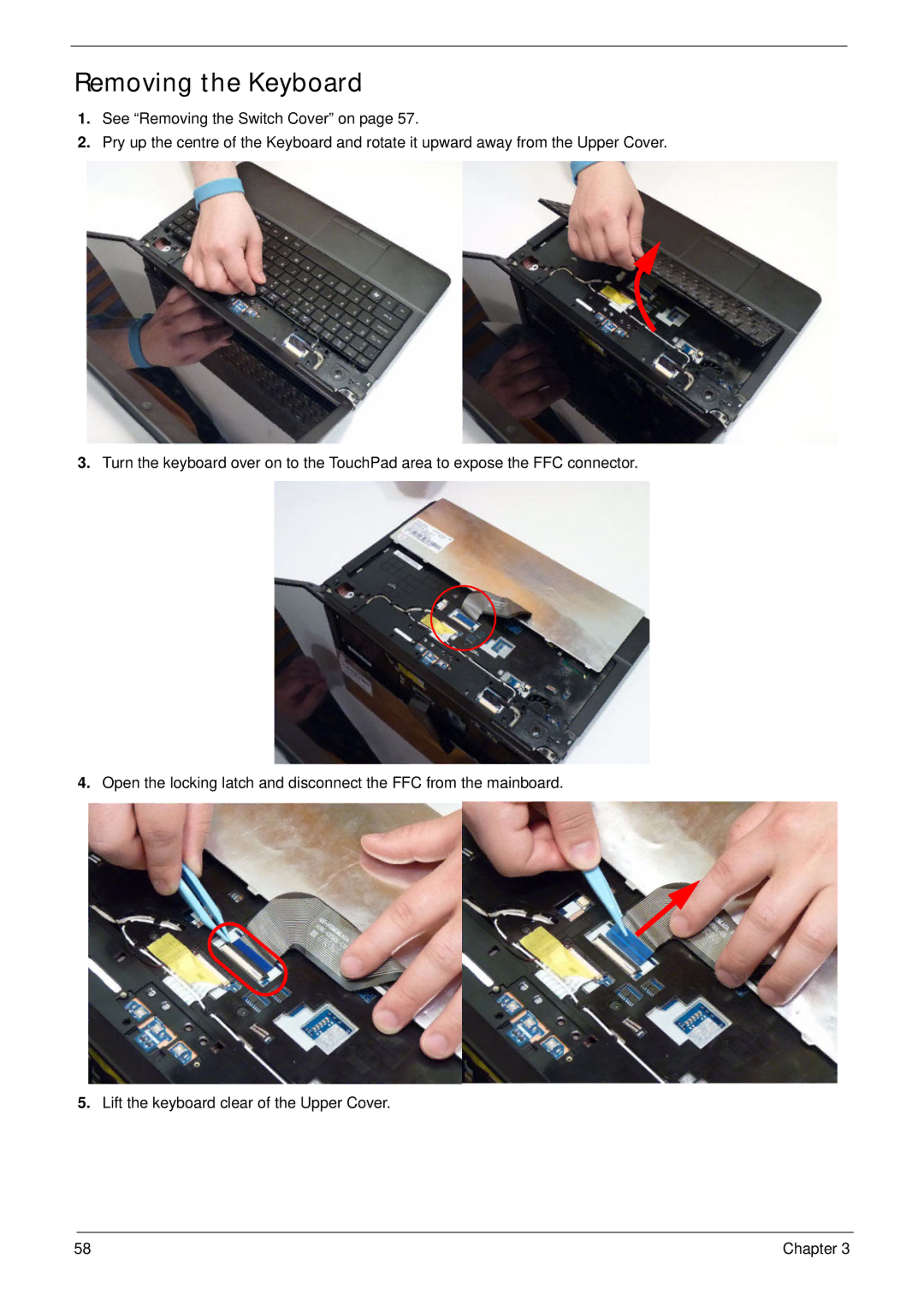 Aspire Digital 5334, 5734Z manual Removing the Keyboard 