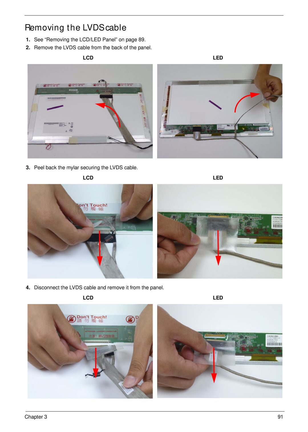 Aspire Digital 5336 manual Removing the Lvds cable 