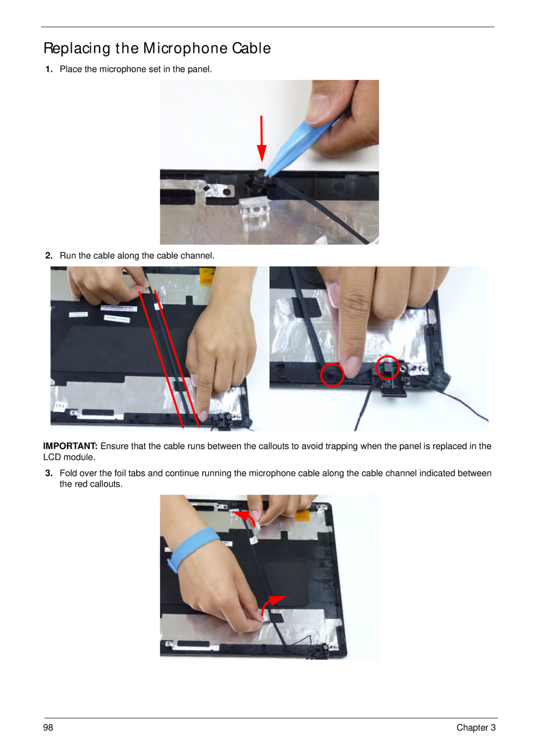 Aspire Digital 5336 manual Replacing the Microphone Cable 