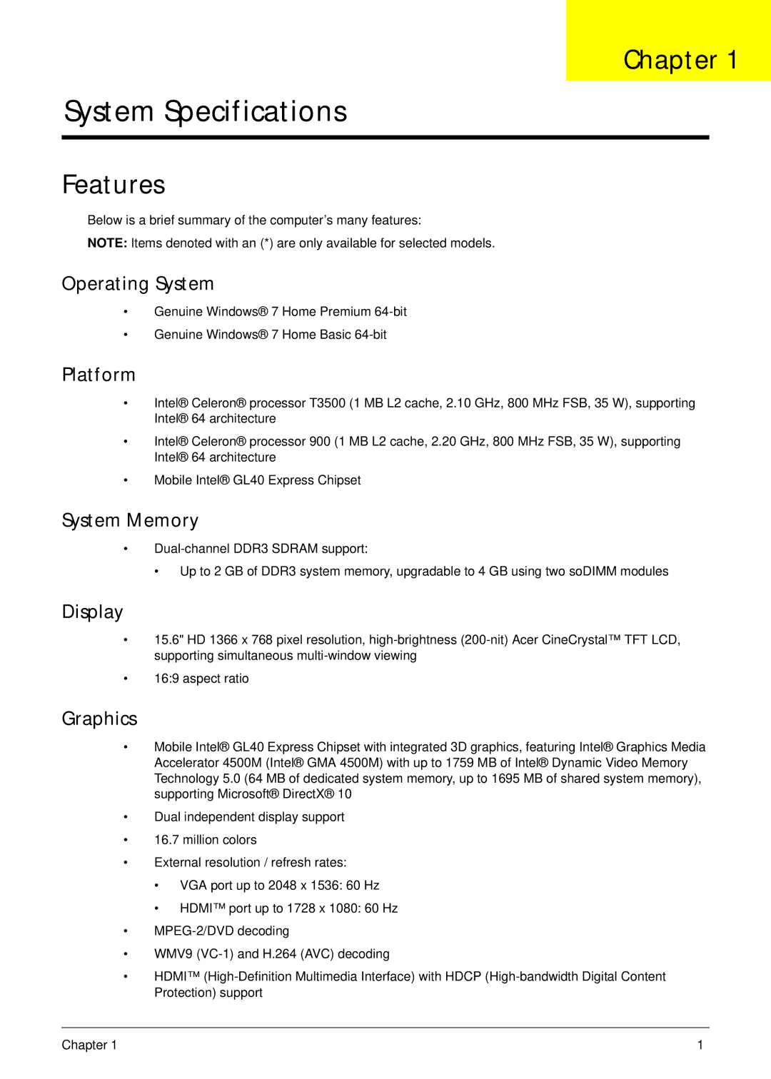 Aspire Digital 5336 manual Chapter, Features 