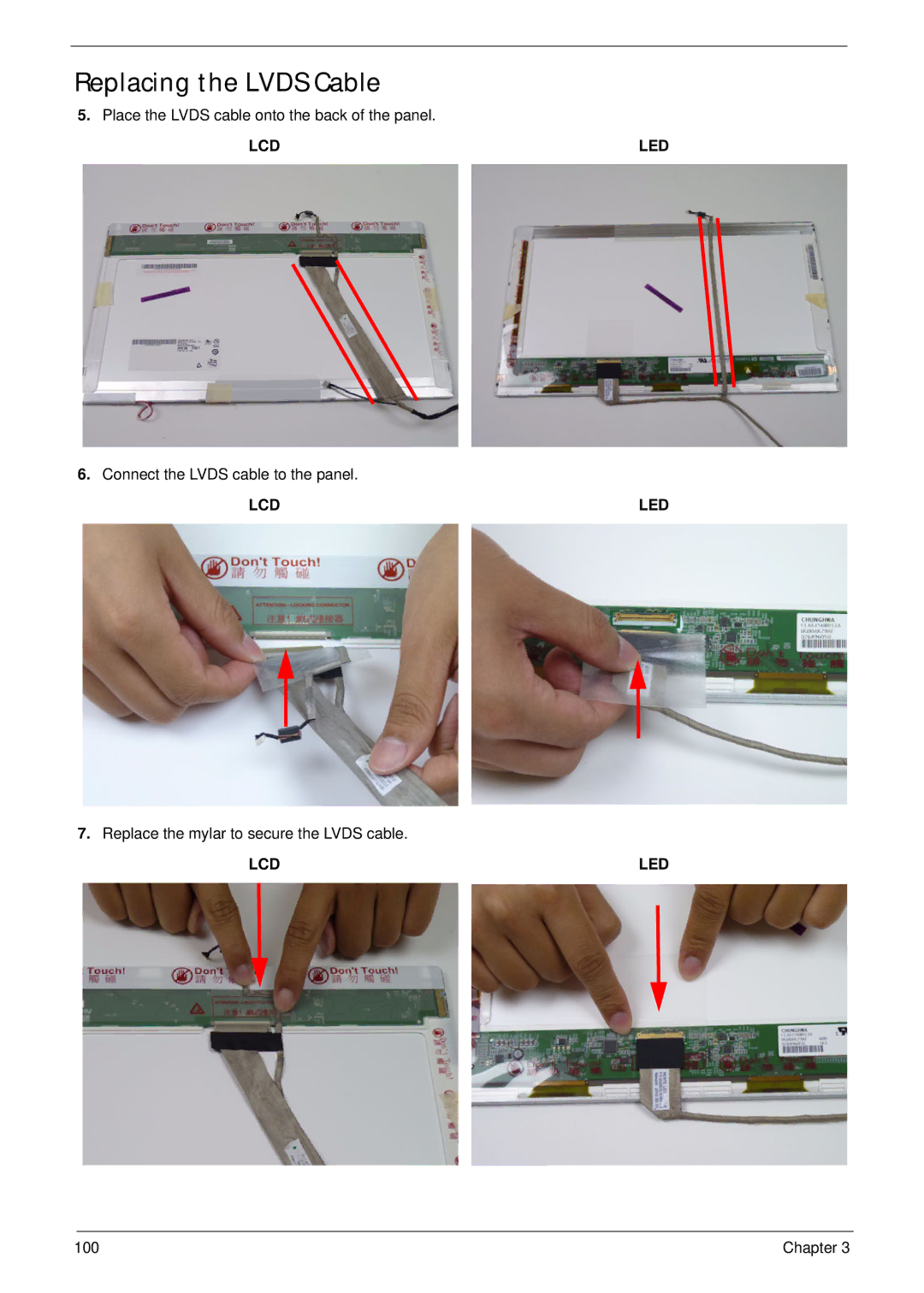 Aspire Digital 5336 manual Replacing the Lvds Cable 