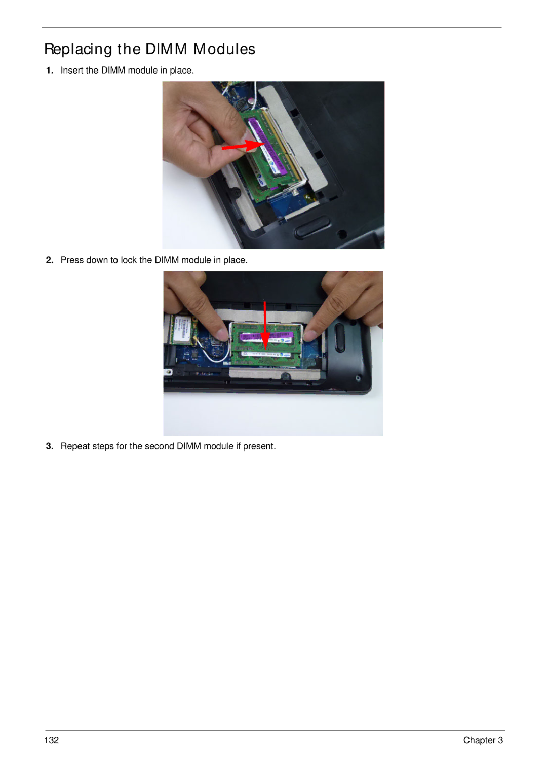 Aspire Digital 5336 manual Replacing the Dimm Modules 