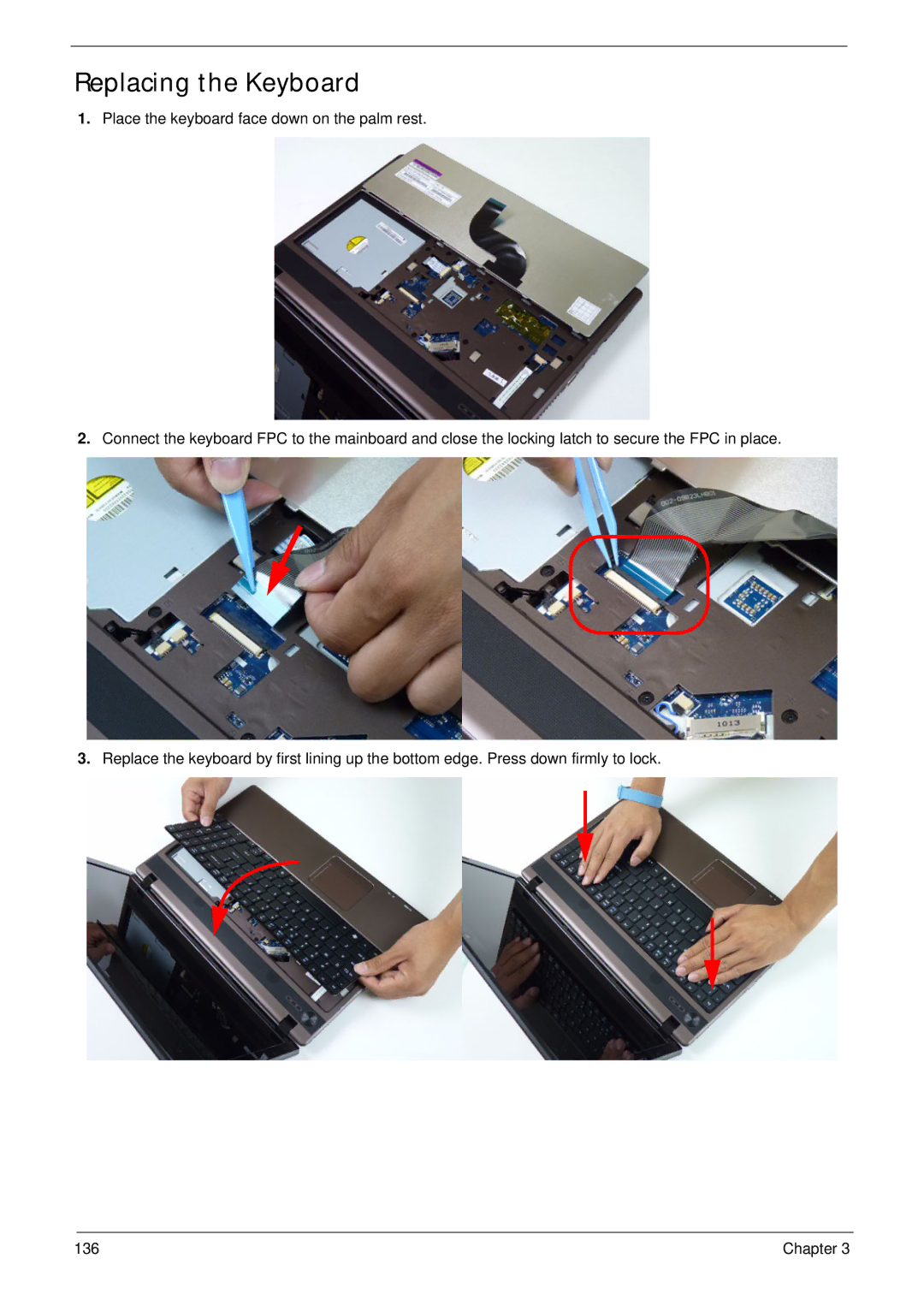 Aspire Digital 5336 manual Replacing the Keyboard 