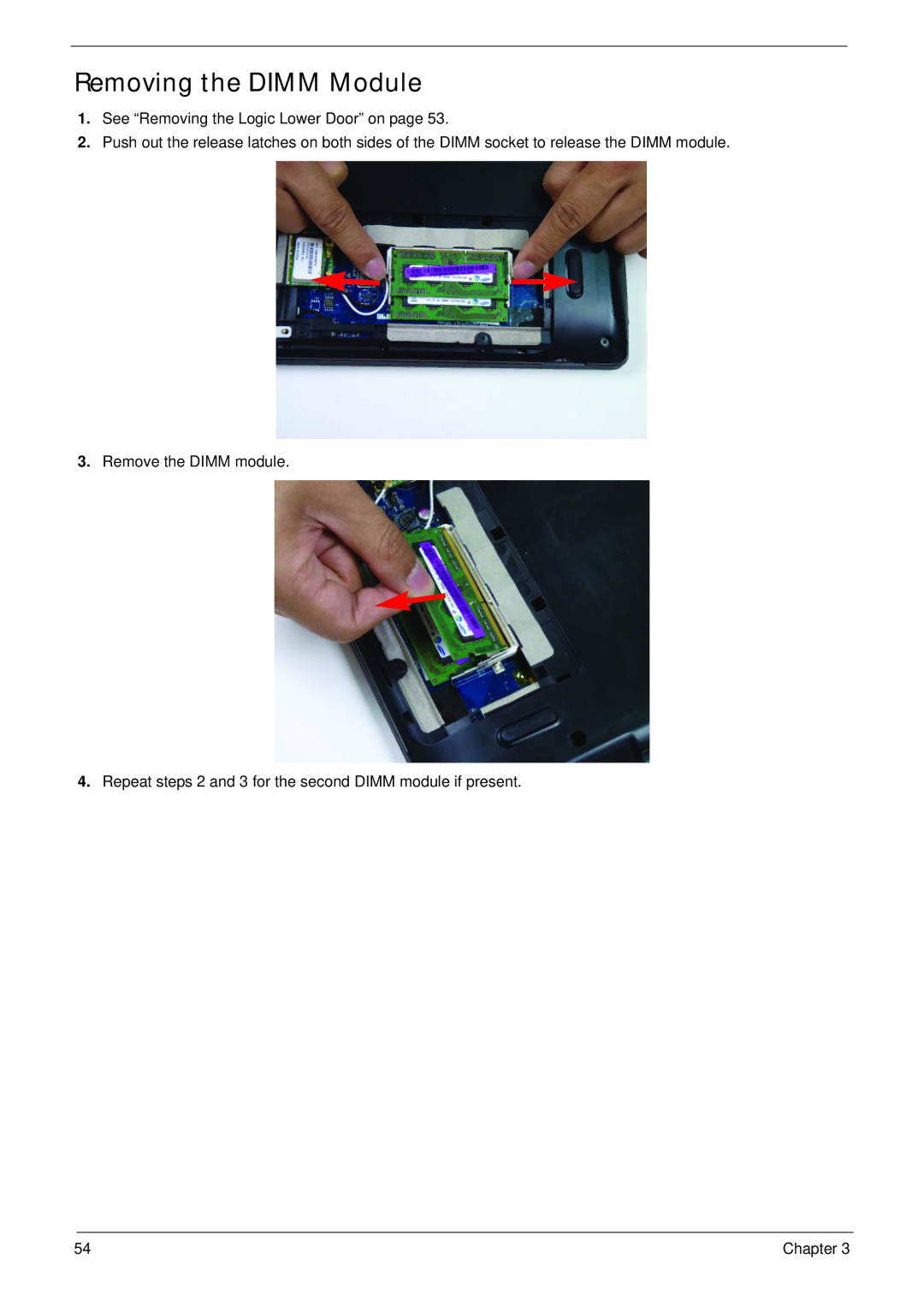 Aspire Digital 5336 manual Removing the Dimm Module 