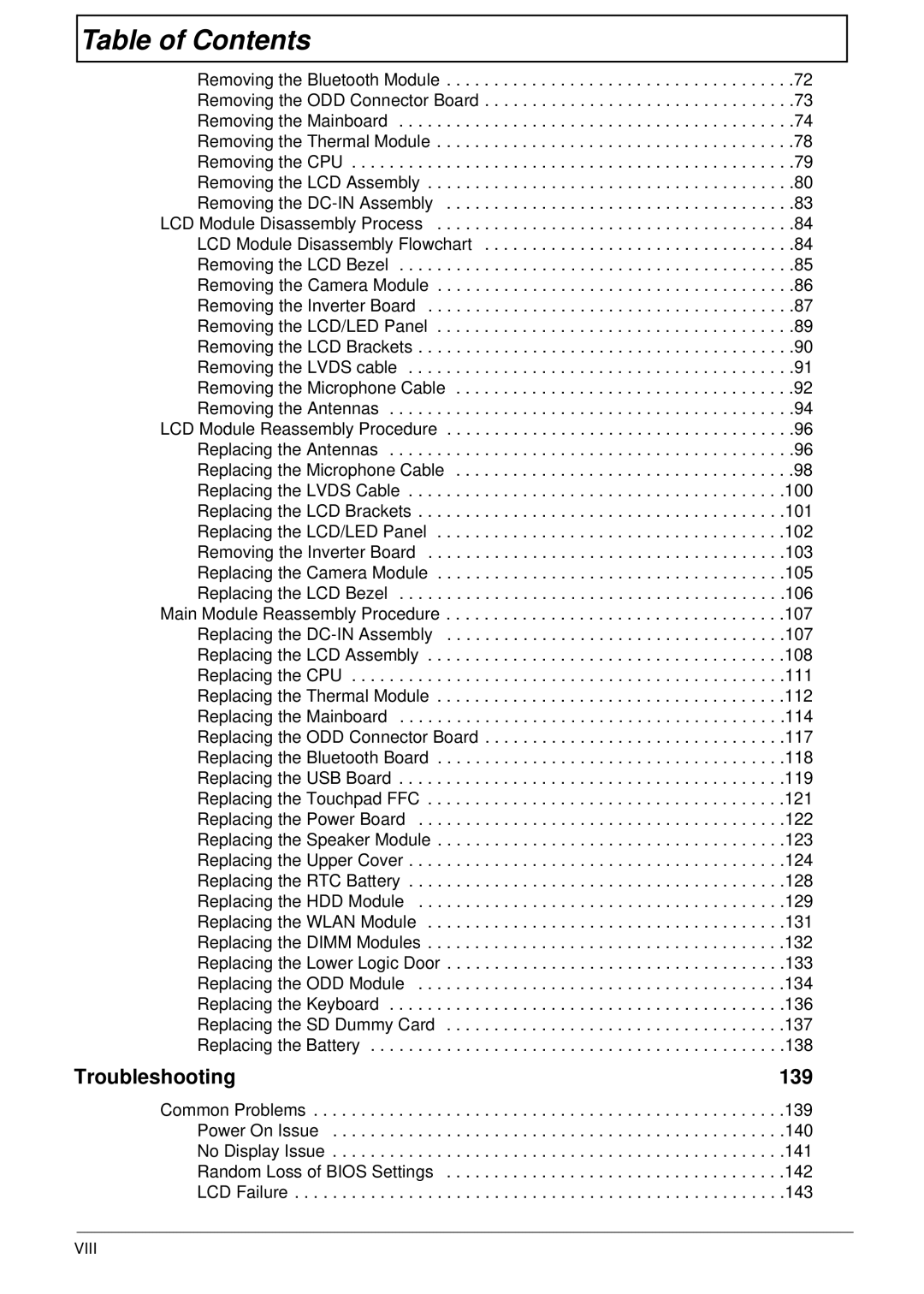 Aspire Digital 5336 manual 139, Viii 