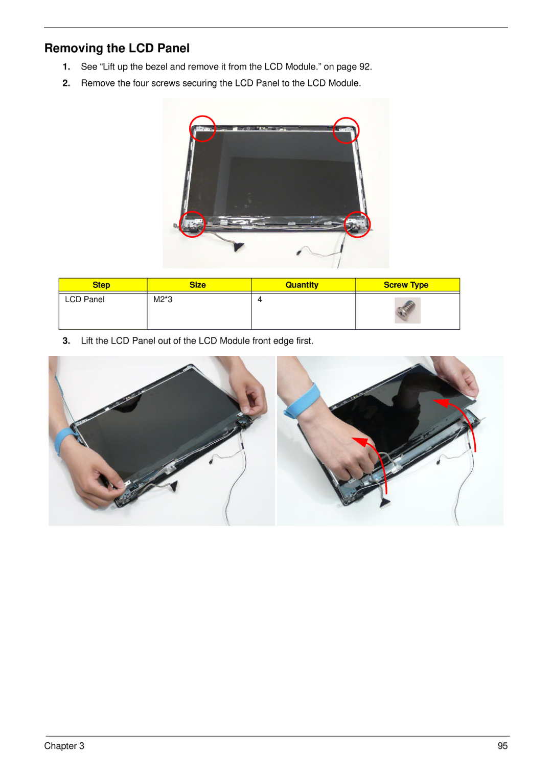 Aspire Digital 5534 manual Removing the LCD Panel 