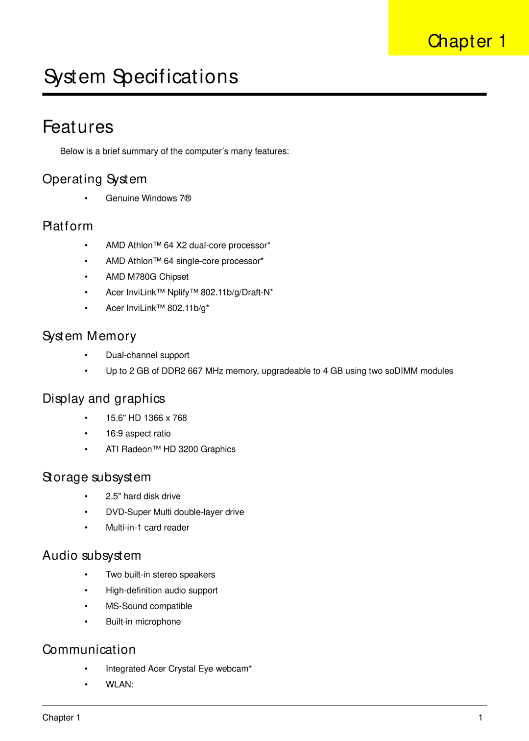 Aspire Digital 5534 manual Chapter, Features 