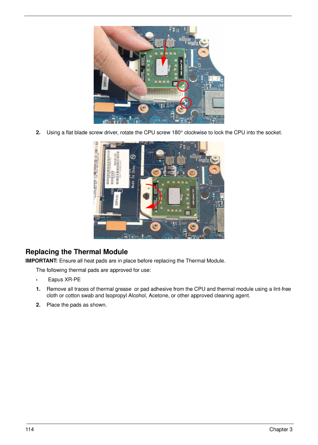 Aspire Digital 5534 manual Replacing the Thermal Module 