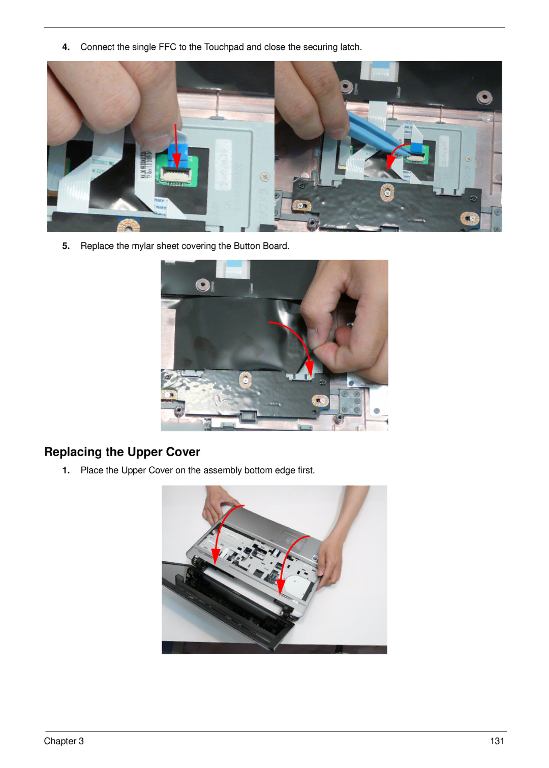 Aspire Digital 5534 manual Replacing the Upper Cover 