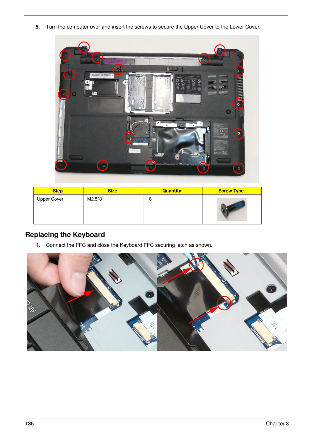 Aspire Digital 5534 manual Replacing the Keyboard 