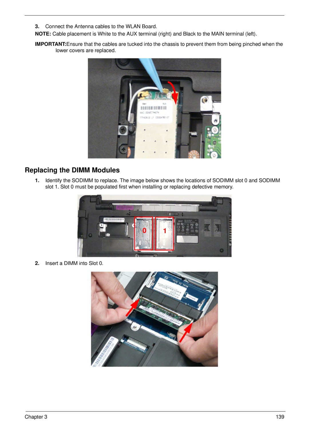 Aspire Digital 5534 manual Replacing the Dimm Modules 