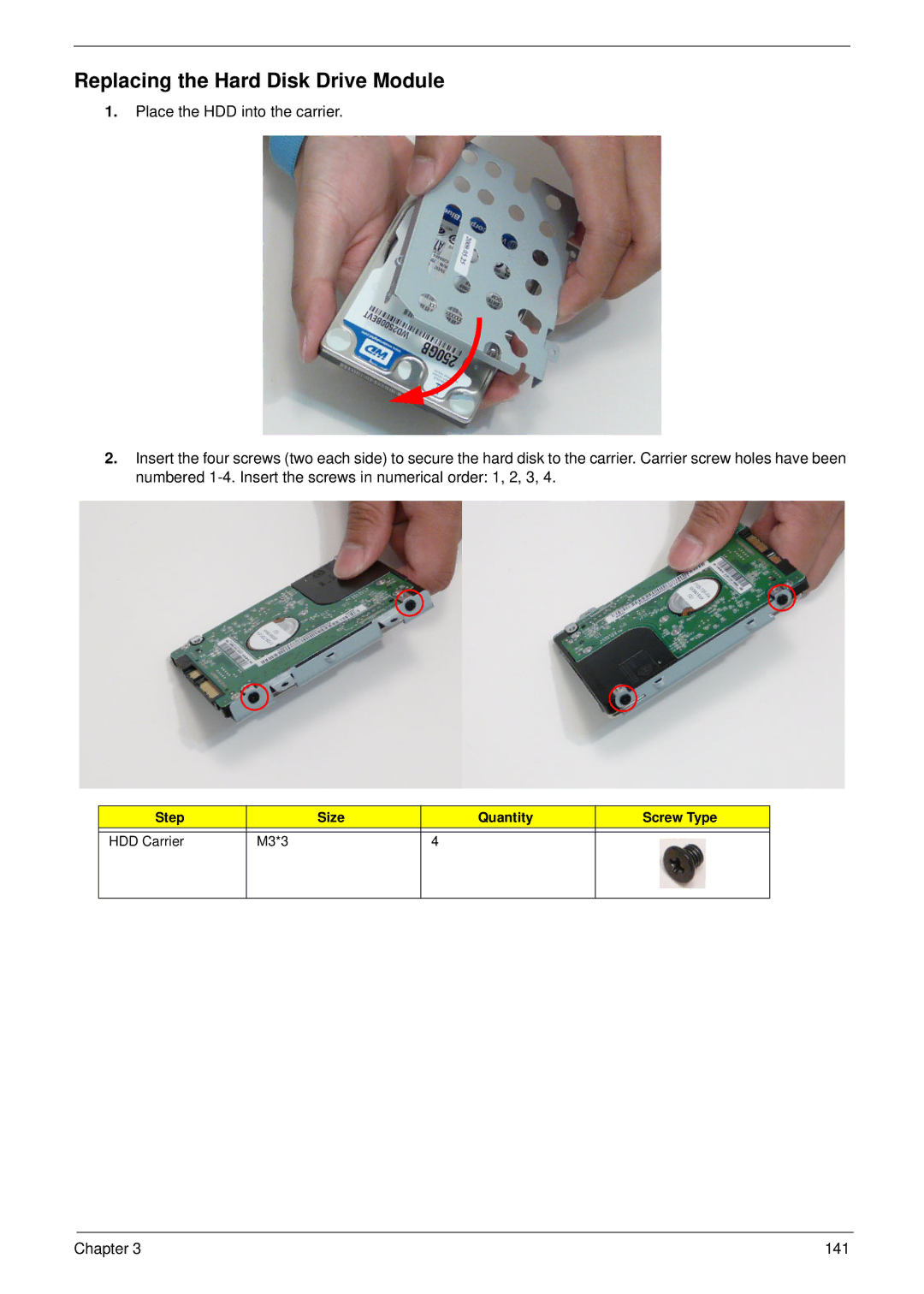 Aspire Digital 5534 manual Replacing the Hard Disk Drive Module 