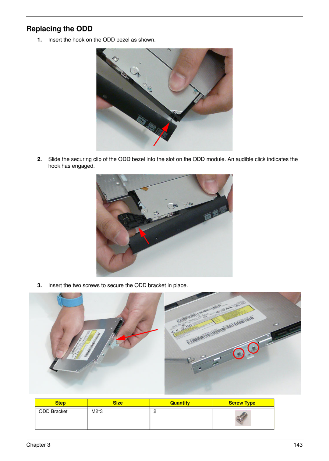 Aspire Digital 5534 manual Replacing the ODD 