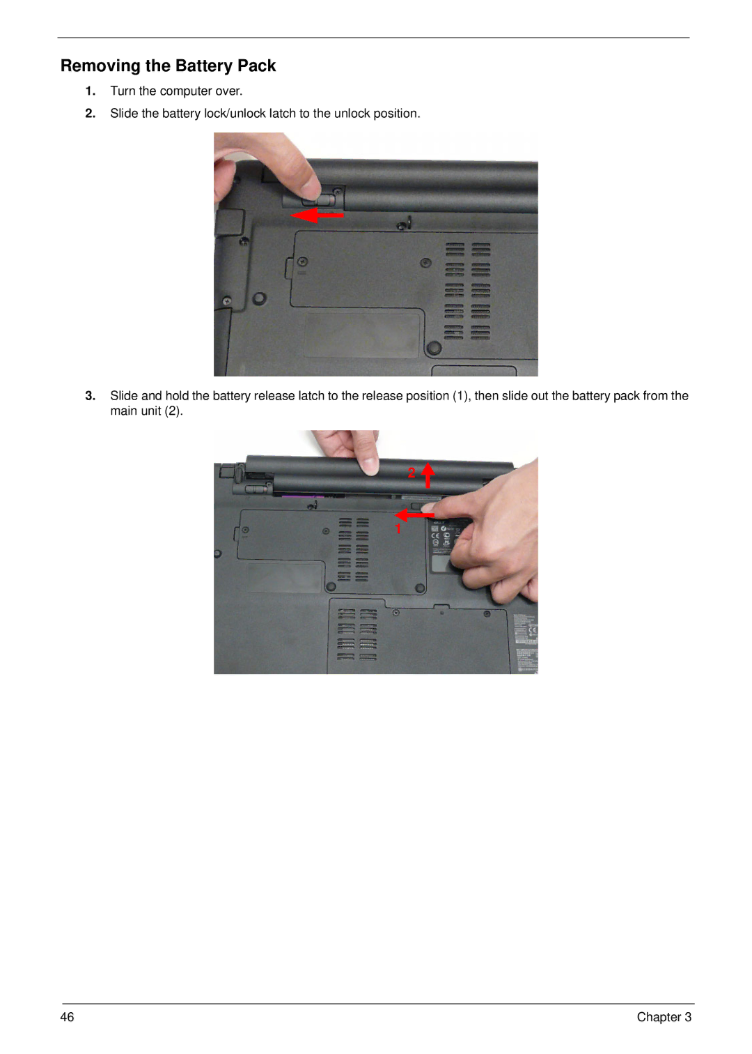 Aspire Digital 5534 manual Removing the Battery Pack 