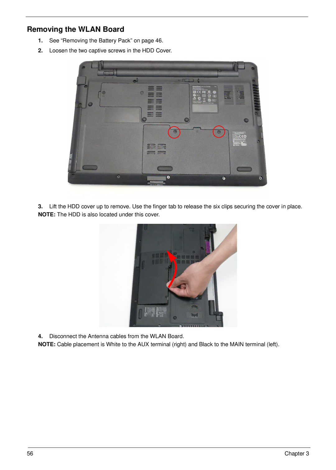 Aspire Digital 5534 manual Removing the Wlan Board 