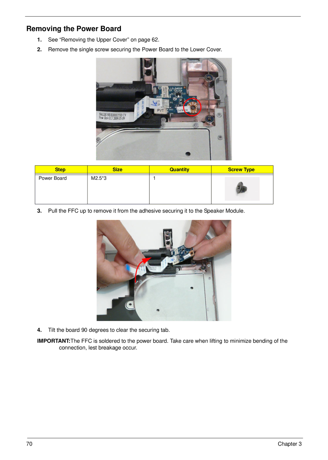 Aspire Digital 5534 manual Removing the Power Board 