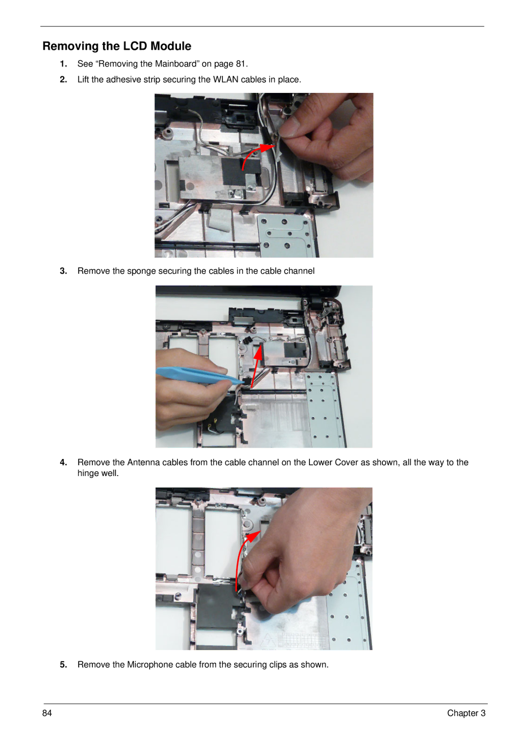 Aspire Digital 5534 manual Removing the LCD Module 