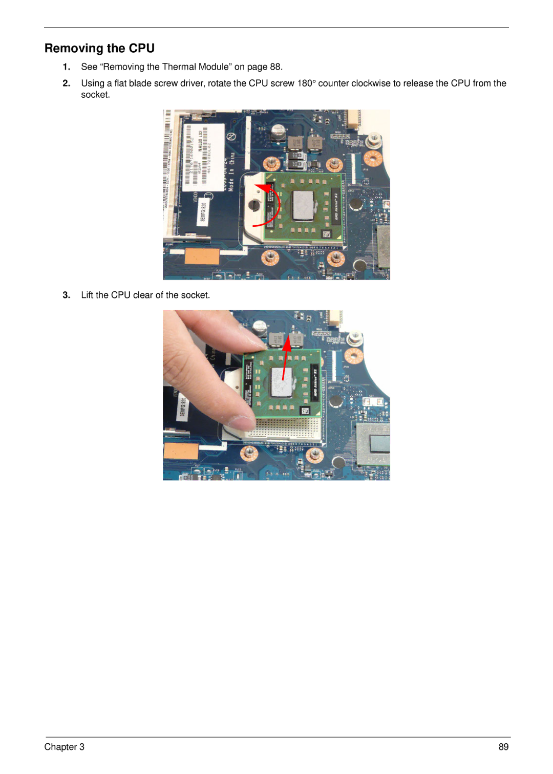 Aspire Digital 5534 manual Removing the CPU 