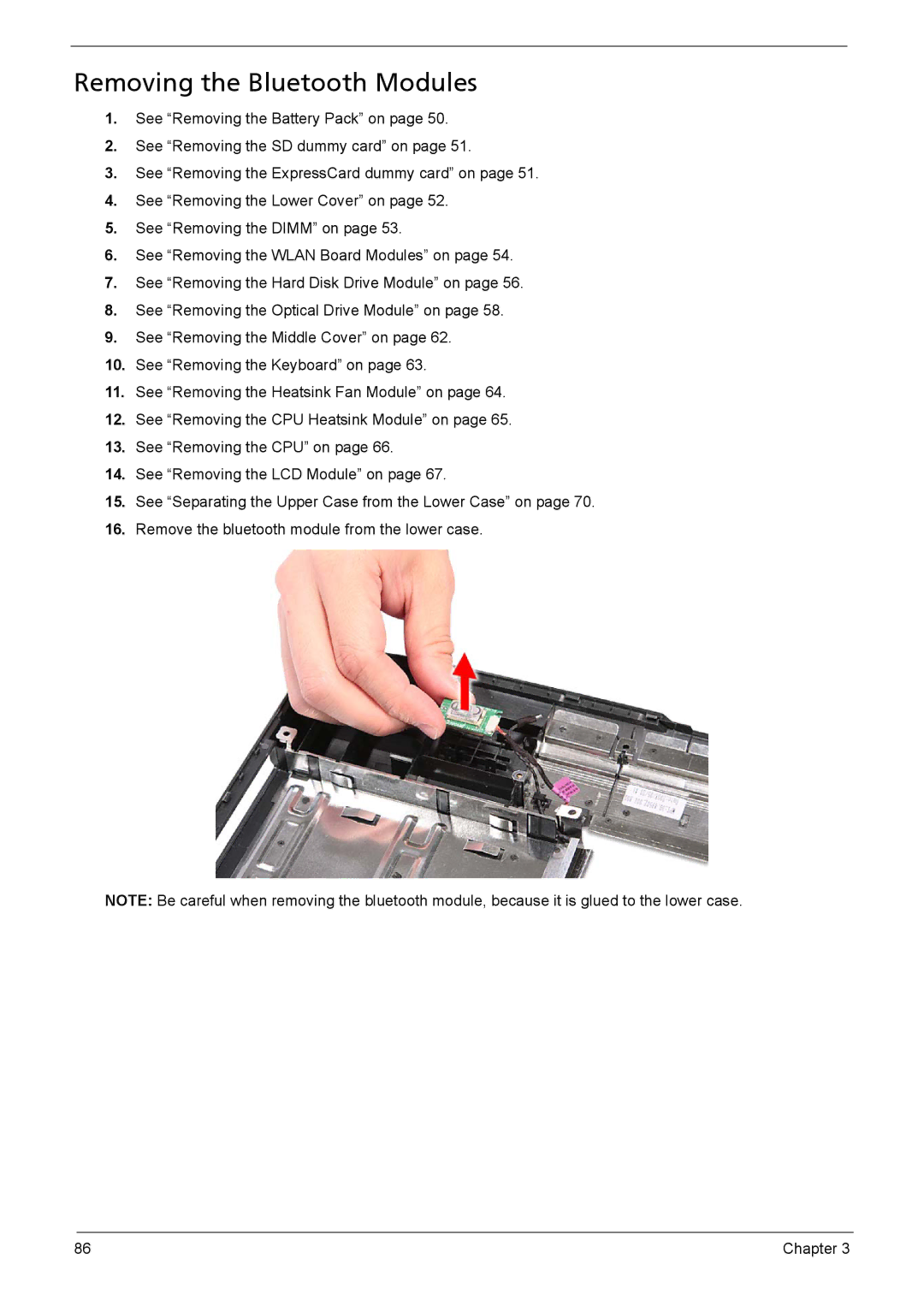 Aspire Digital 5735Z, 5335 manual Removing the Bluetooth Modules 