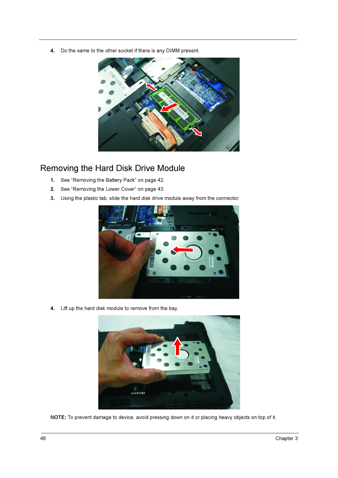 Aspire Digital 5810TZ, 5410T, 5810TG manual Removing the Hard Disk Drive Module 