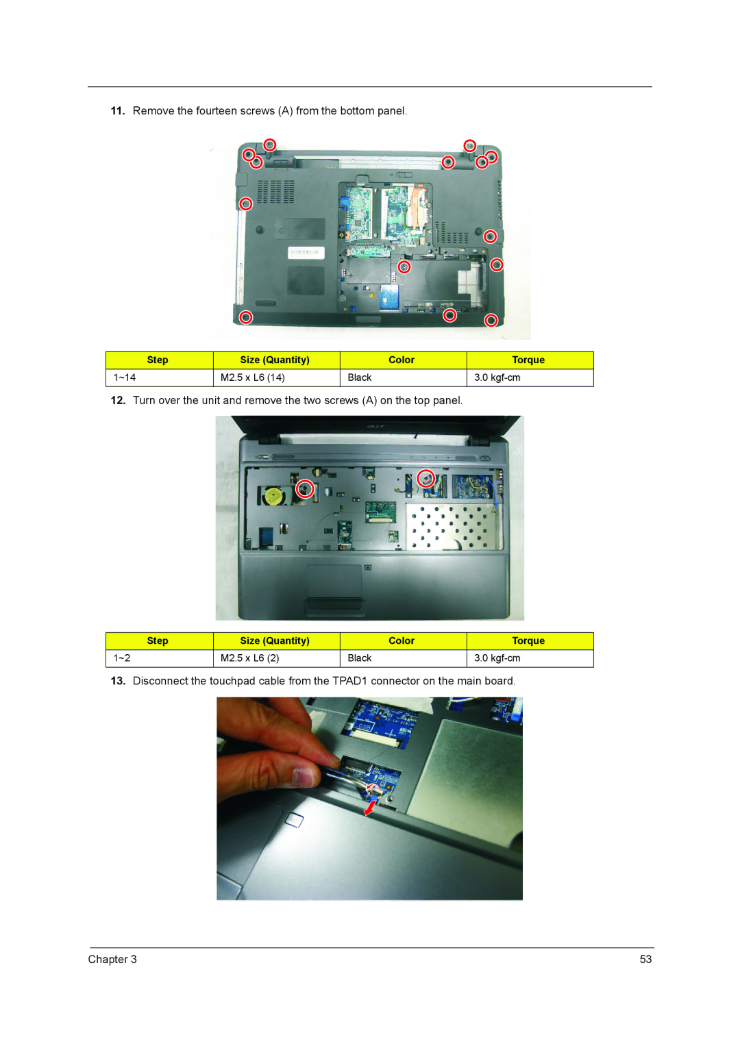 Aspire Digital 5410T, 5810TZ, 5810TG manual Remove the fourteen screws a from the bottom panel 