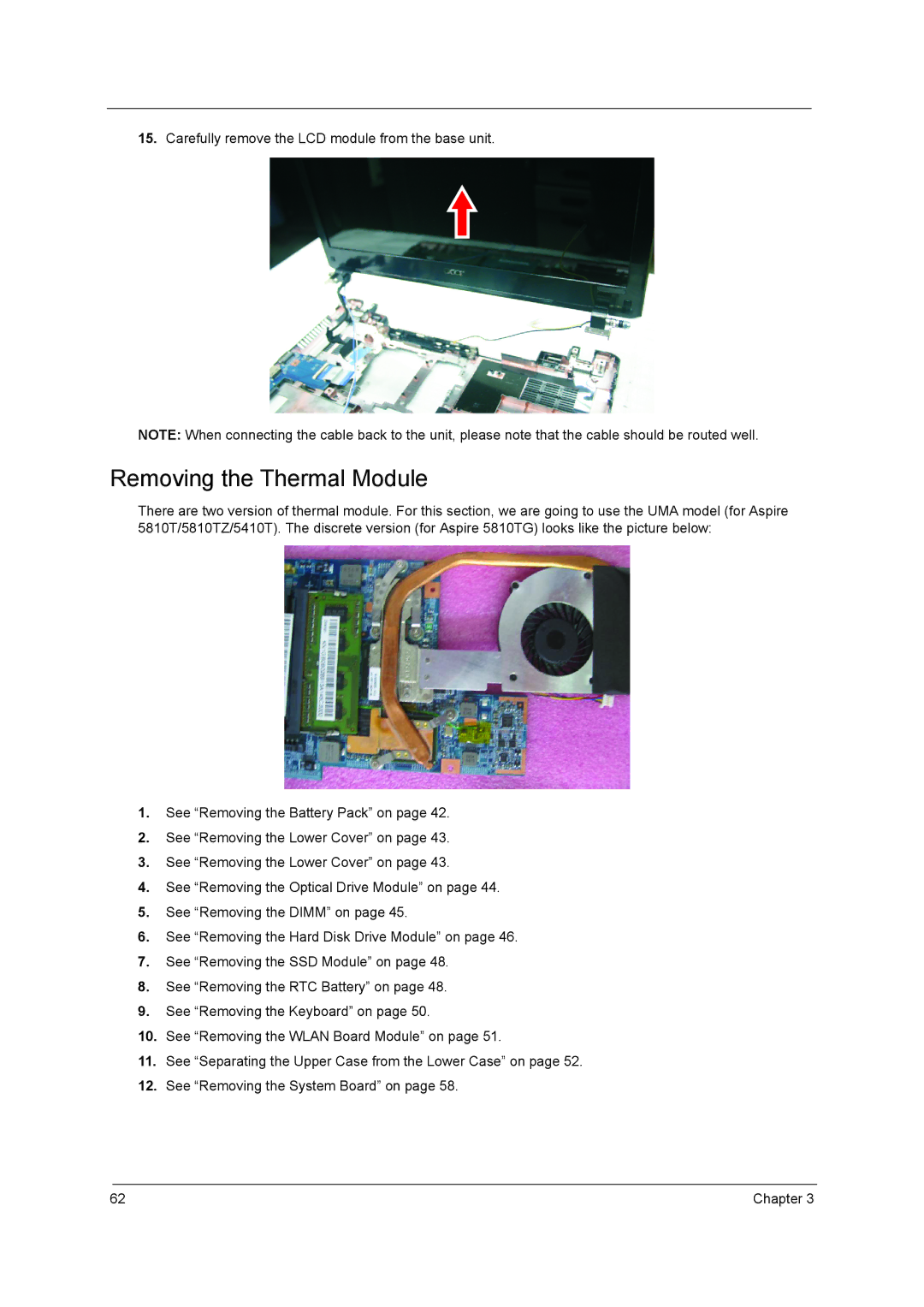 Aspire Digital 5410T, 5810TZ, 5810TG manual Removing the Thermal Module 