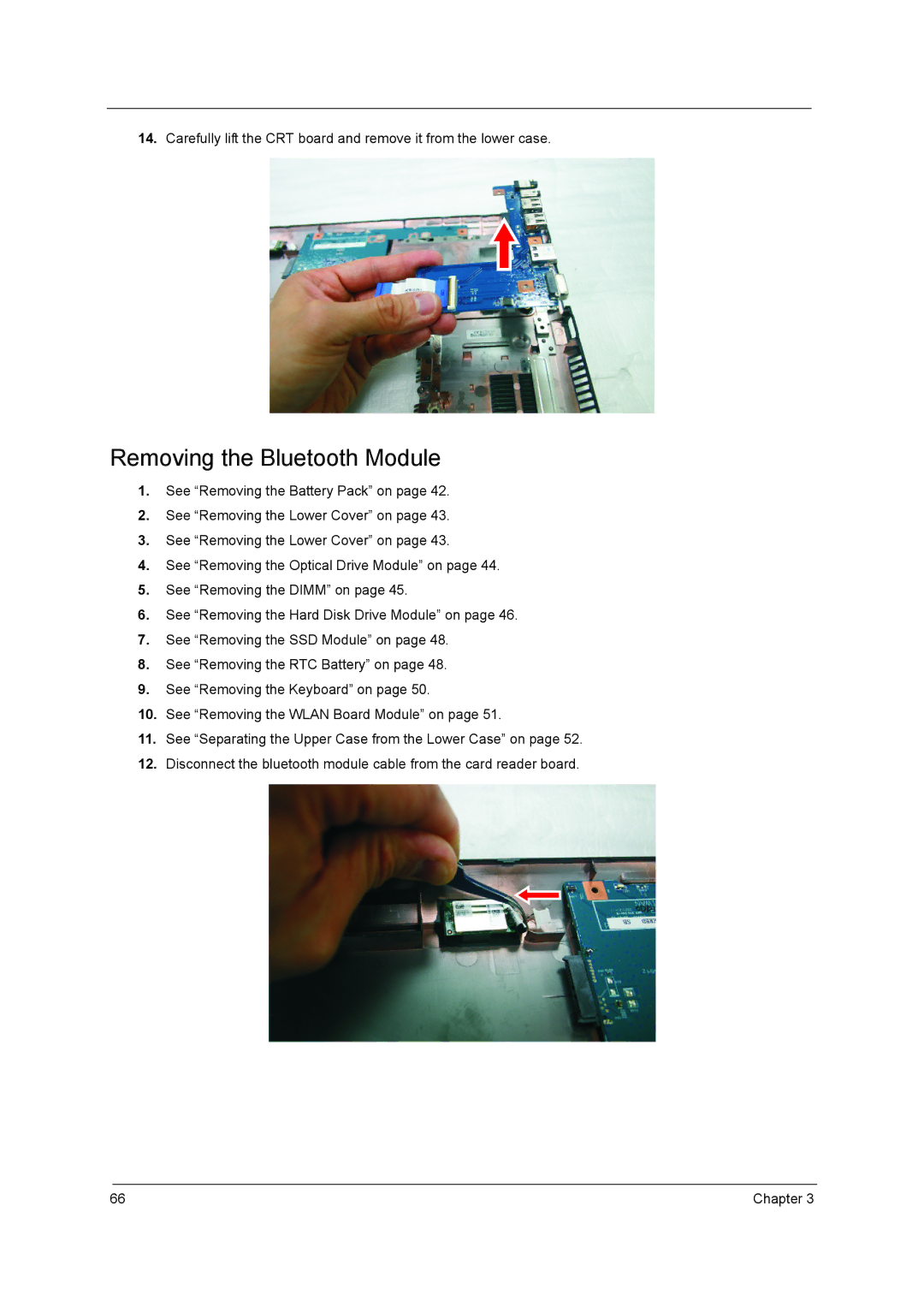 Aspire Digital 5810TG, 5810TZ, 5410T manual Removing the Bluetooth Module 