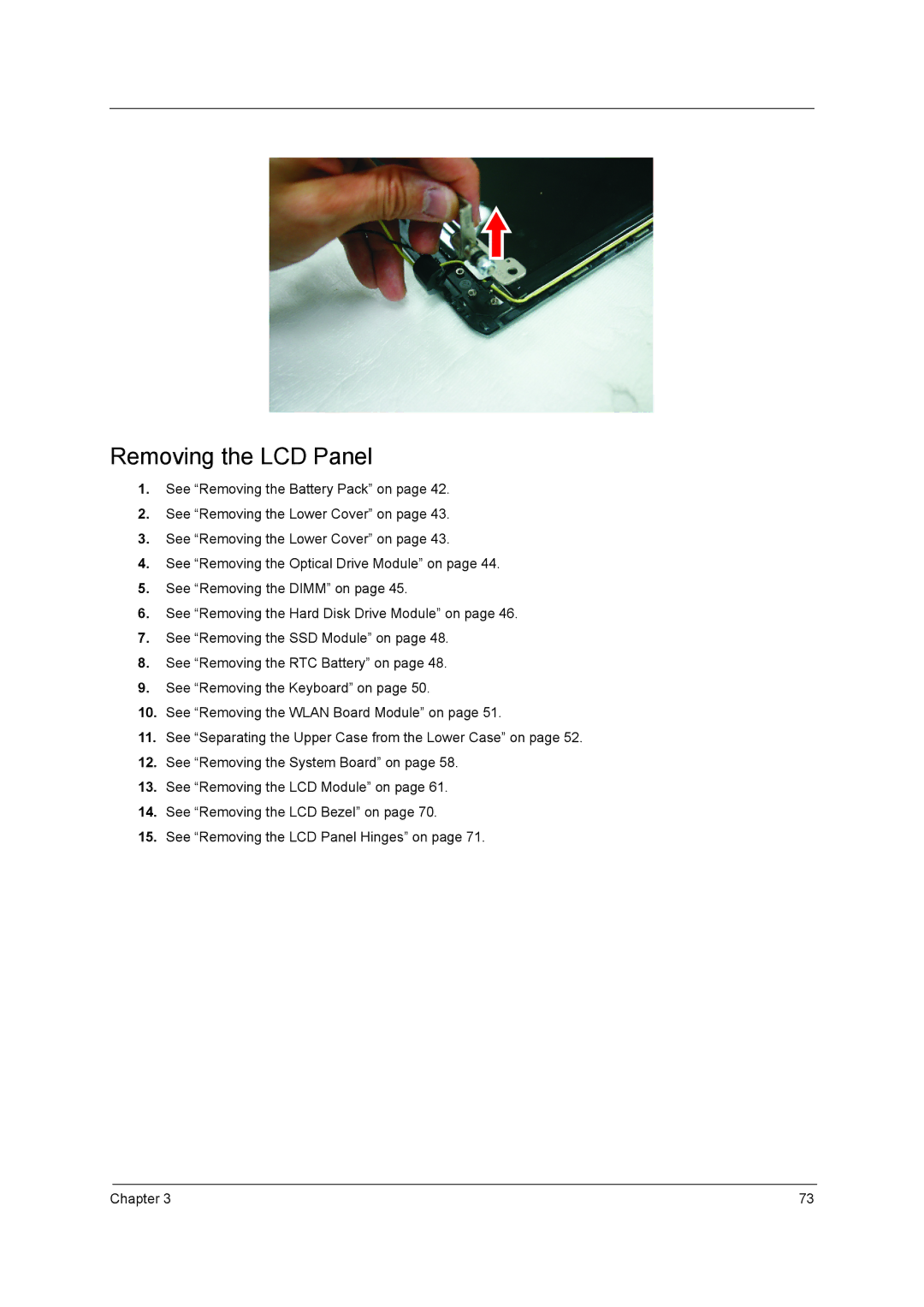 Aspire Digital 5810TZ, 5410T, 5810TG manual Removing the LCD Panel 