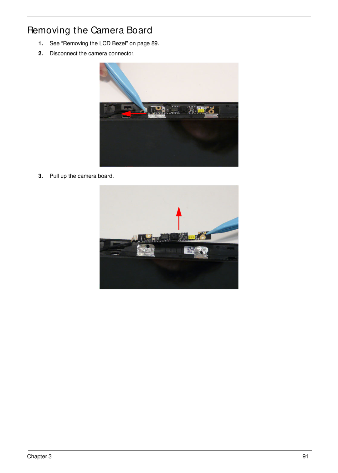 Aspire Digital 5820T manual Removing the Camera Board 