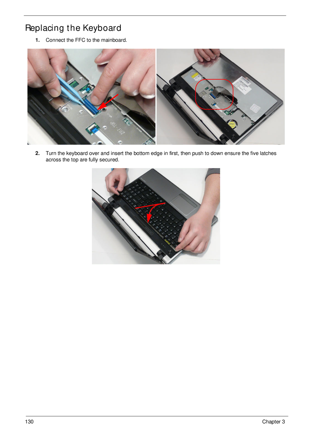 Aspire Digital 5820T manual Replacing the Keyboard 