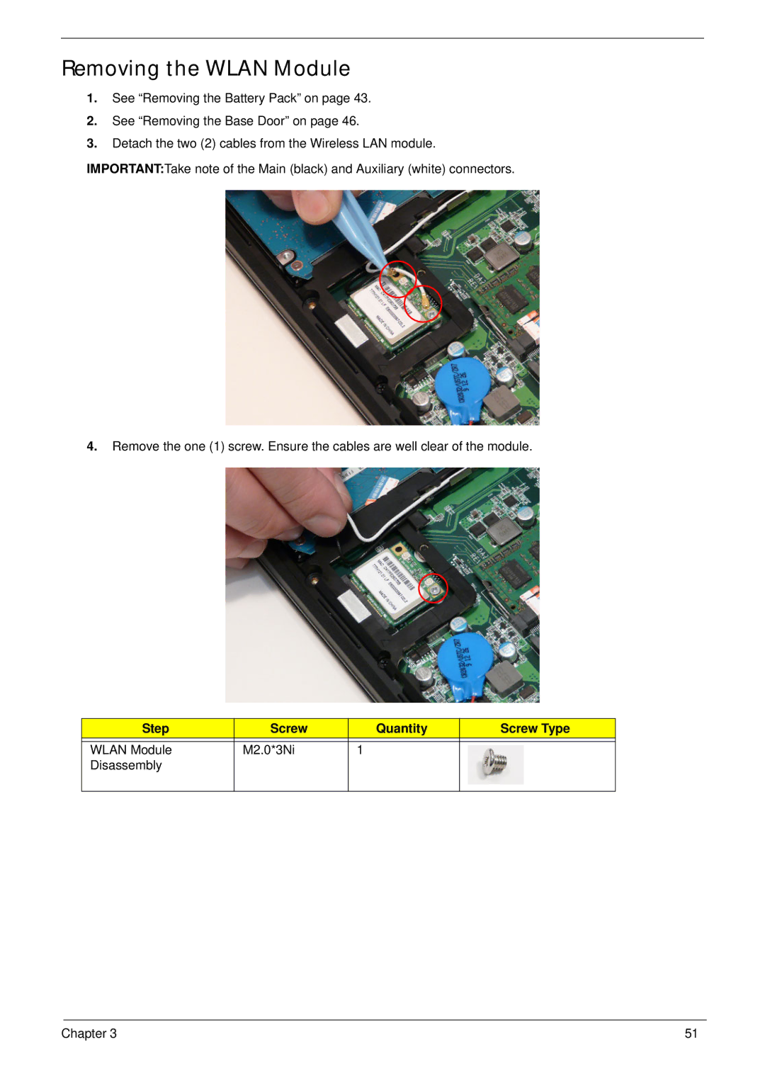 Aspire Digital 5820T manual Removing the Wlan Module 