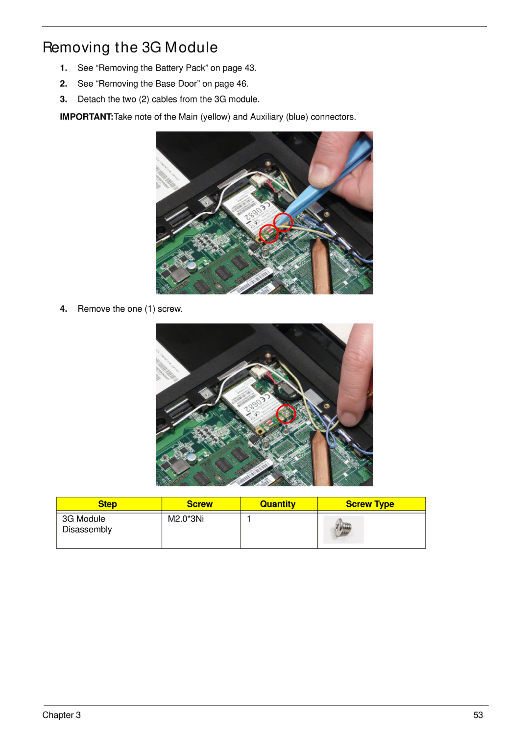 Aspire Digital 5820T manual Removing the 3G Module 