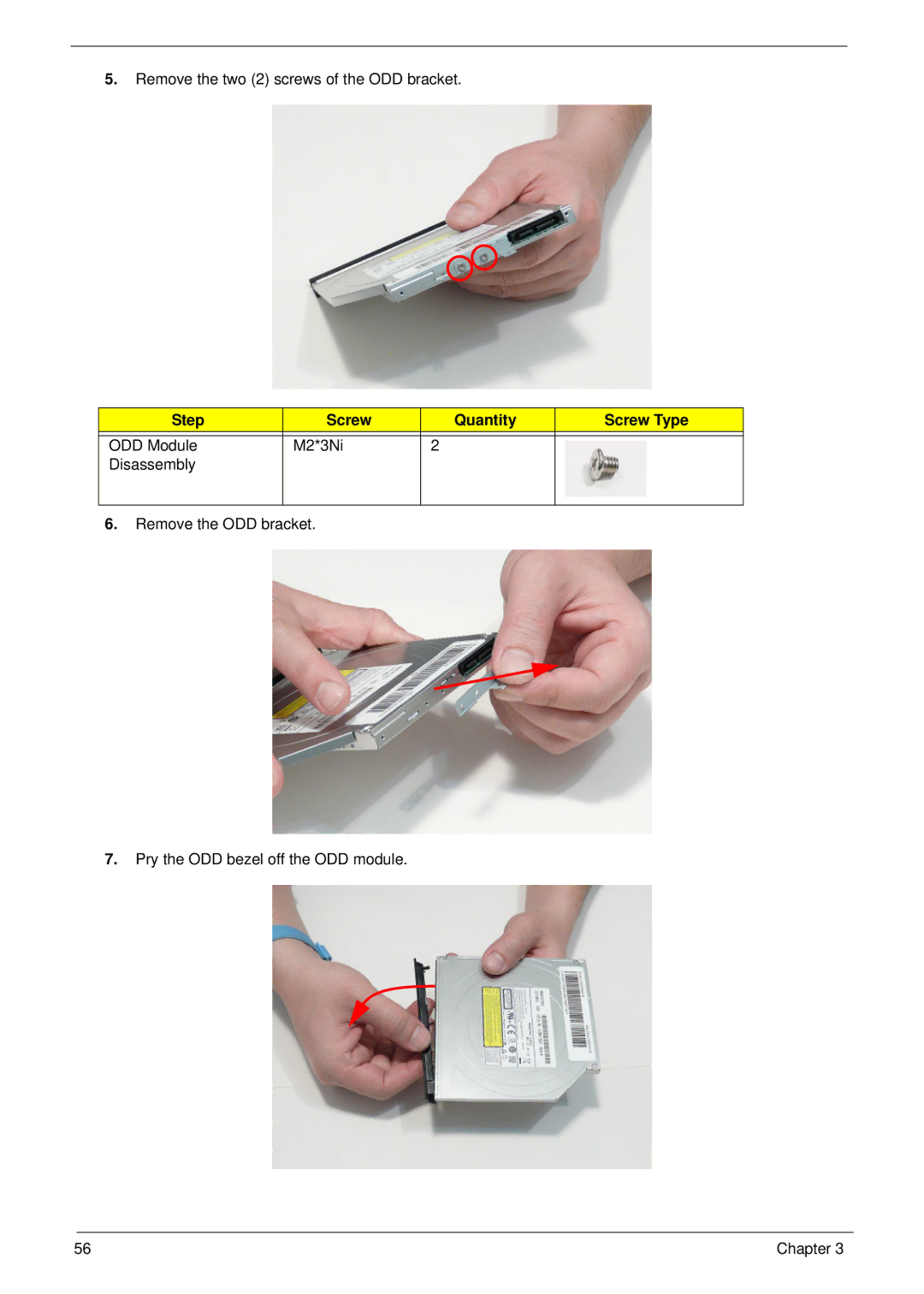 Aspire Digital 5820T manual Remove the two 2 screws of the ODD bracket 