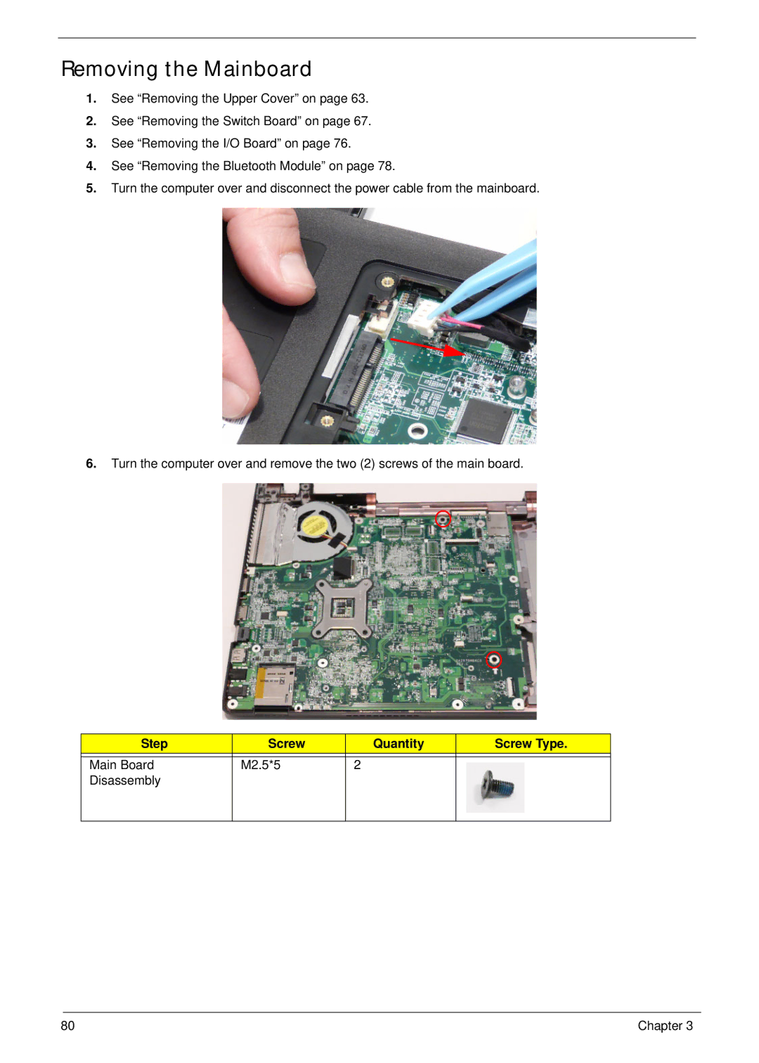 Aspire Digital 5820T manual Removing the Mainboard 