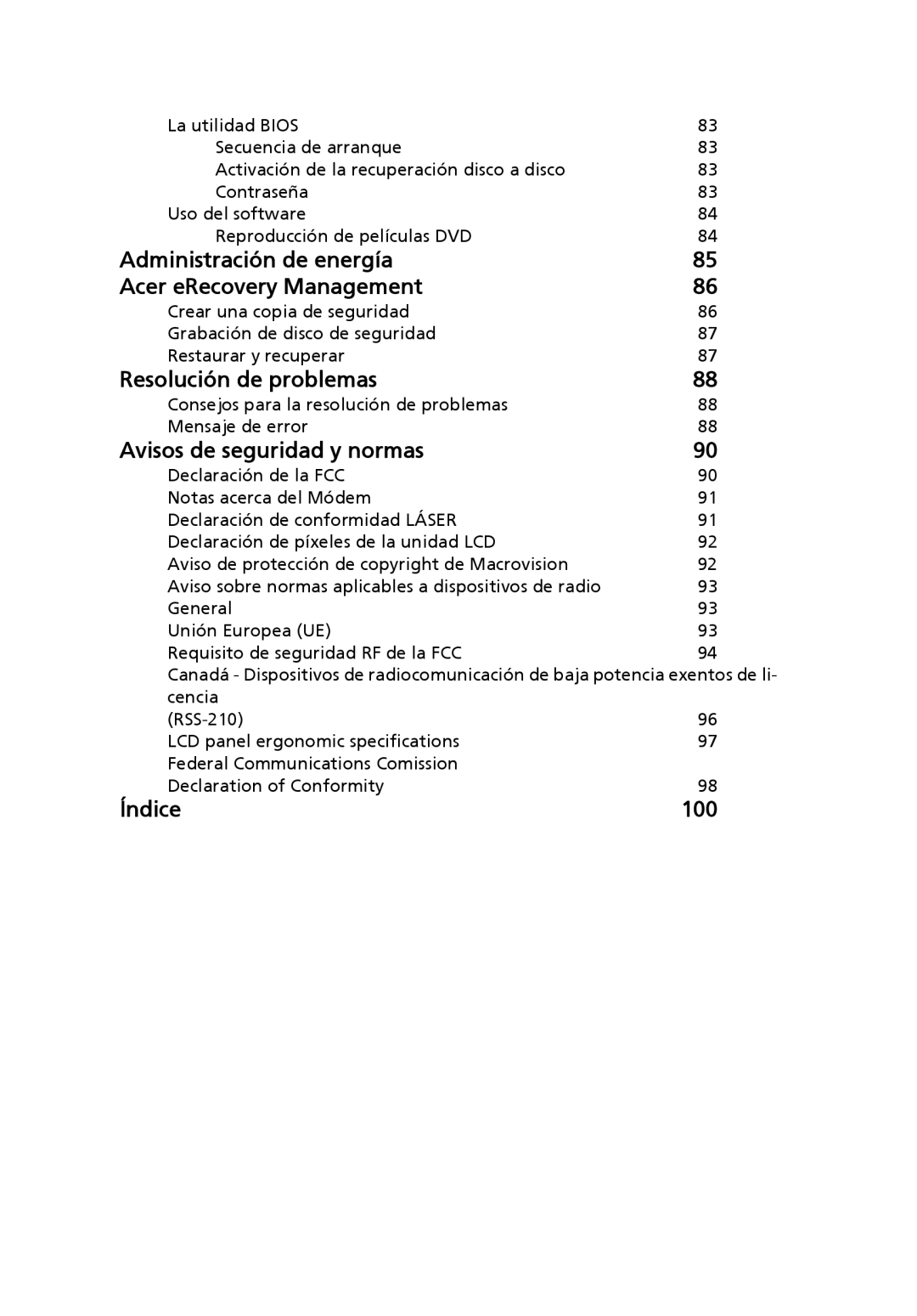 Aspire Digital 5920G manual Administración de energía Acer eRecovery Management 