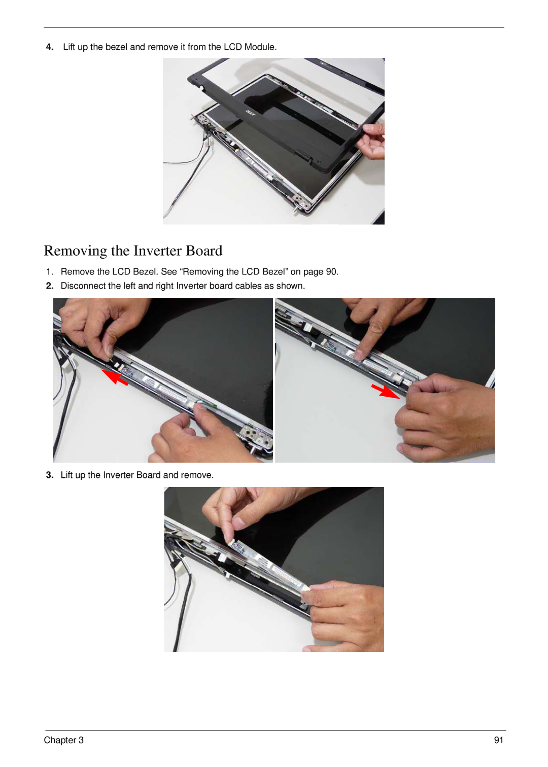 Aspire Digital 7730G manual Removing the Inverter Board 