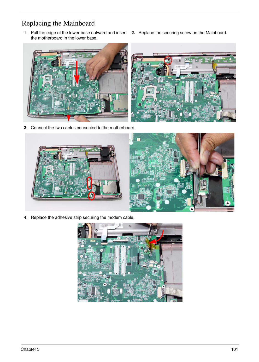 Aspire Digital 7730G manual Replacing the Mainboard 