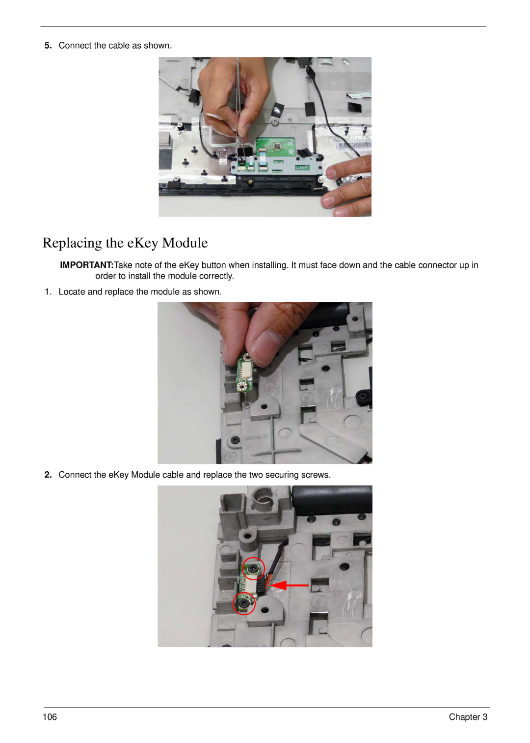 Aspire Digital 7730G manual Replacing the eKey Module 