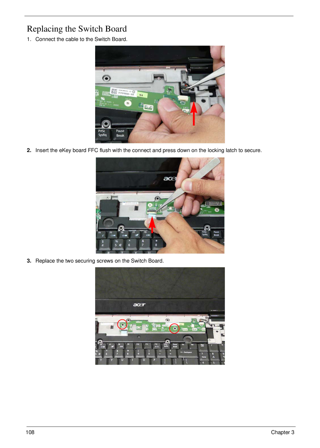 Aspire Digital 7730G manual Replacing the Switch Board 