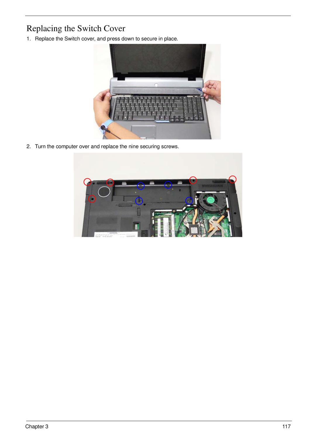 Aspire Digital 7730G manual Replacing the Switch Cover 