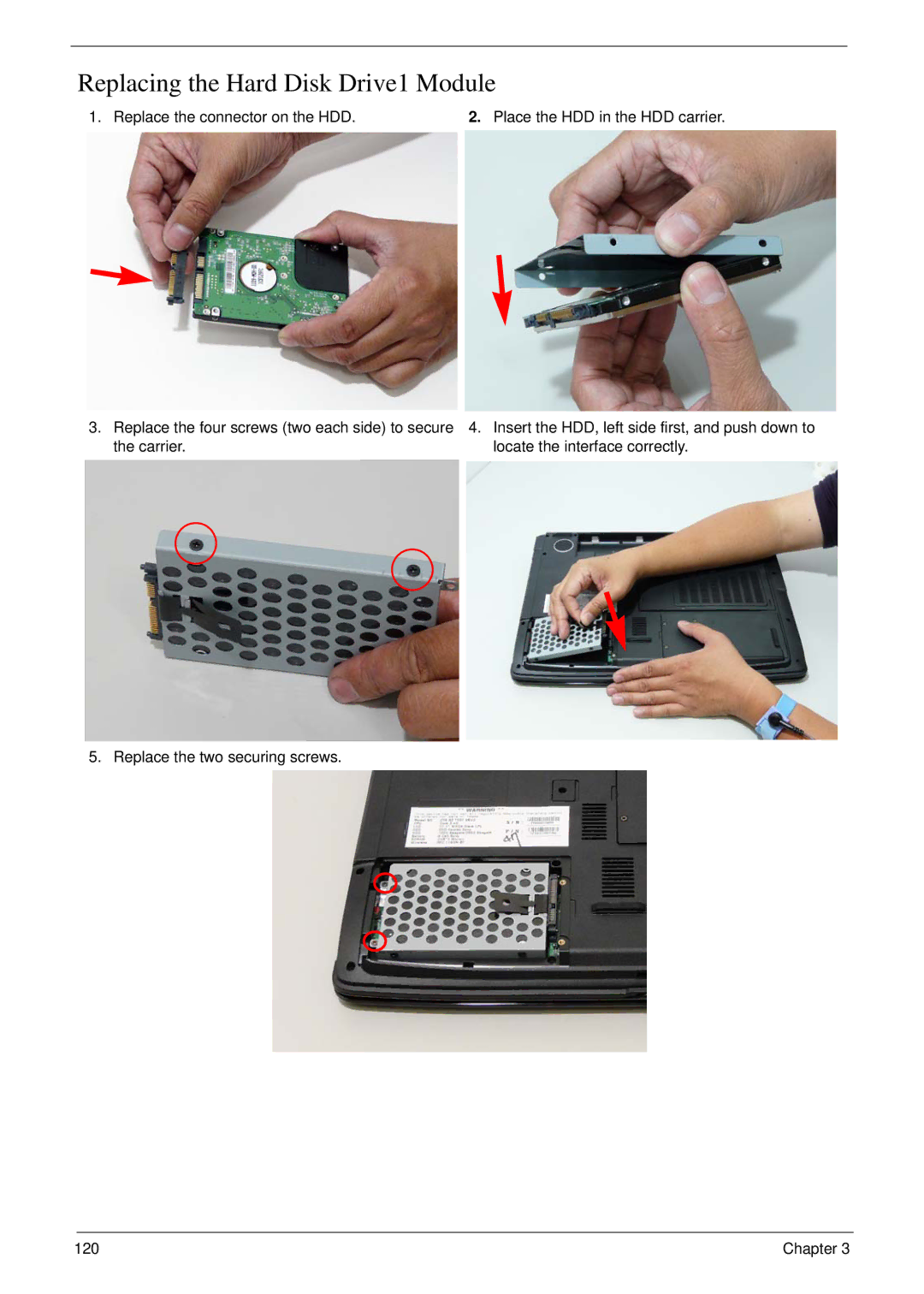 Aspire Digital 7730G manual Replacing the Hard Disk Drive1 Module 