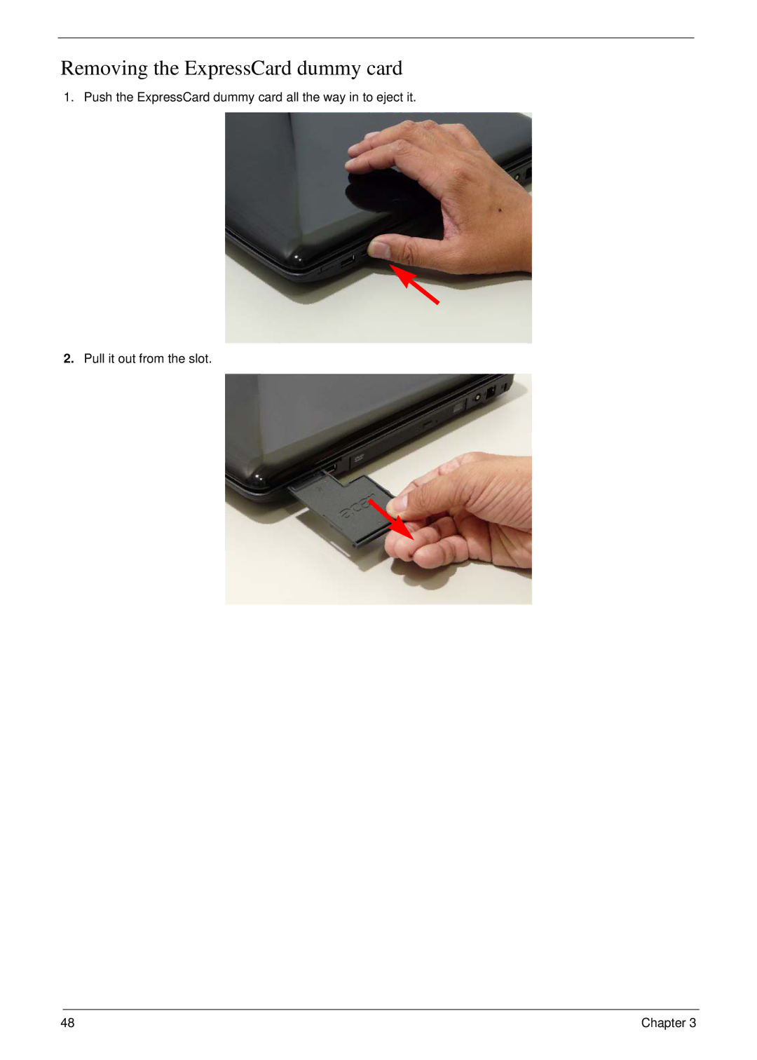 Aspire Digital 7730G manual Removing the ExpressCard dummy card 