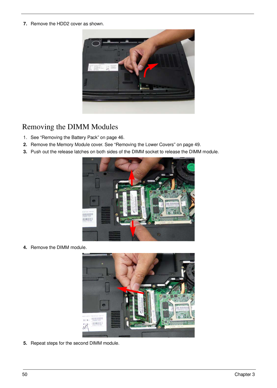 Aspire Digital 7730G manual Removing the Dimm Modules 