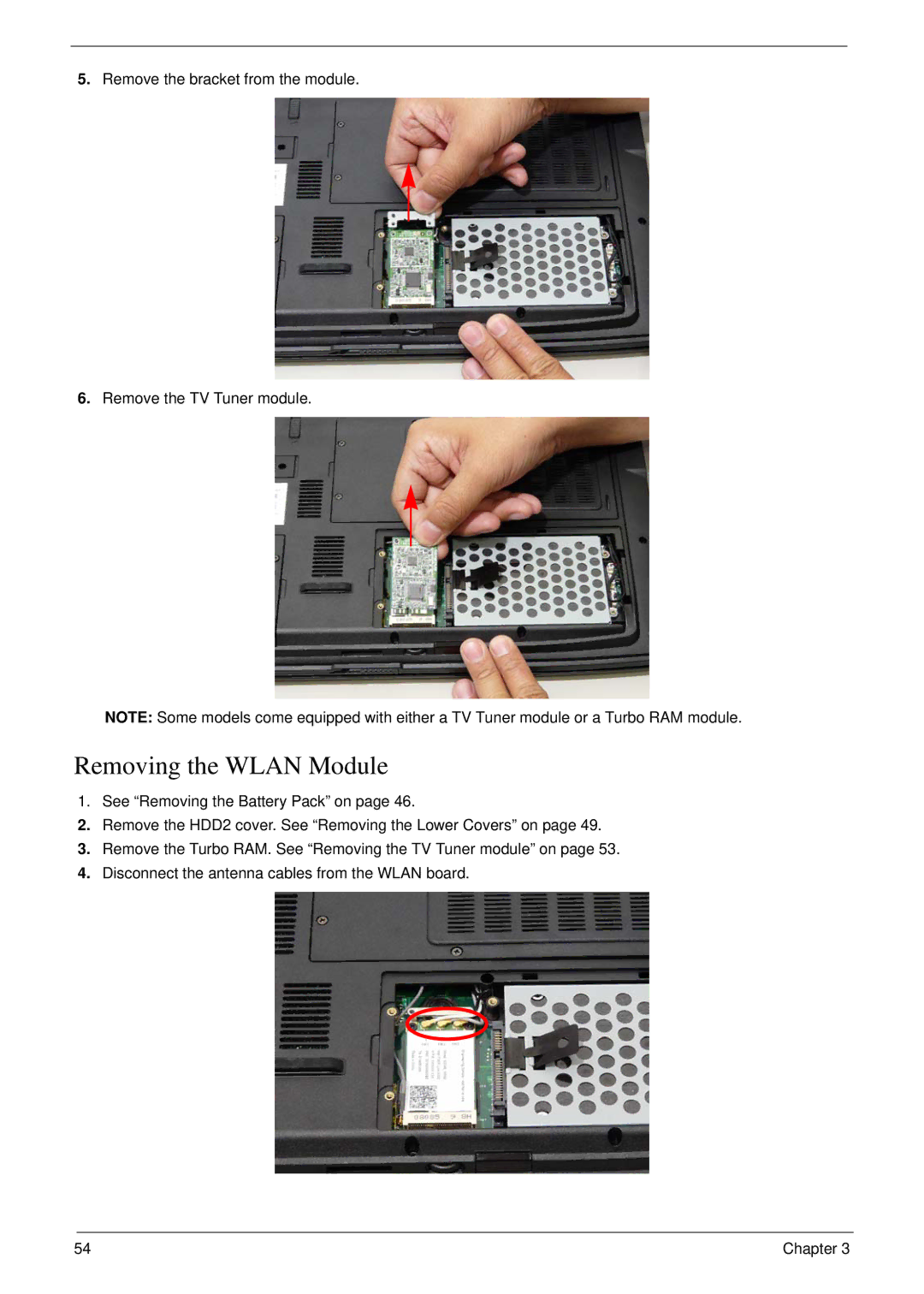 Aspire Digital 7730G manual Removing the Wlan Module 