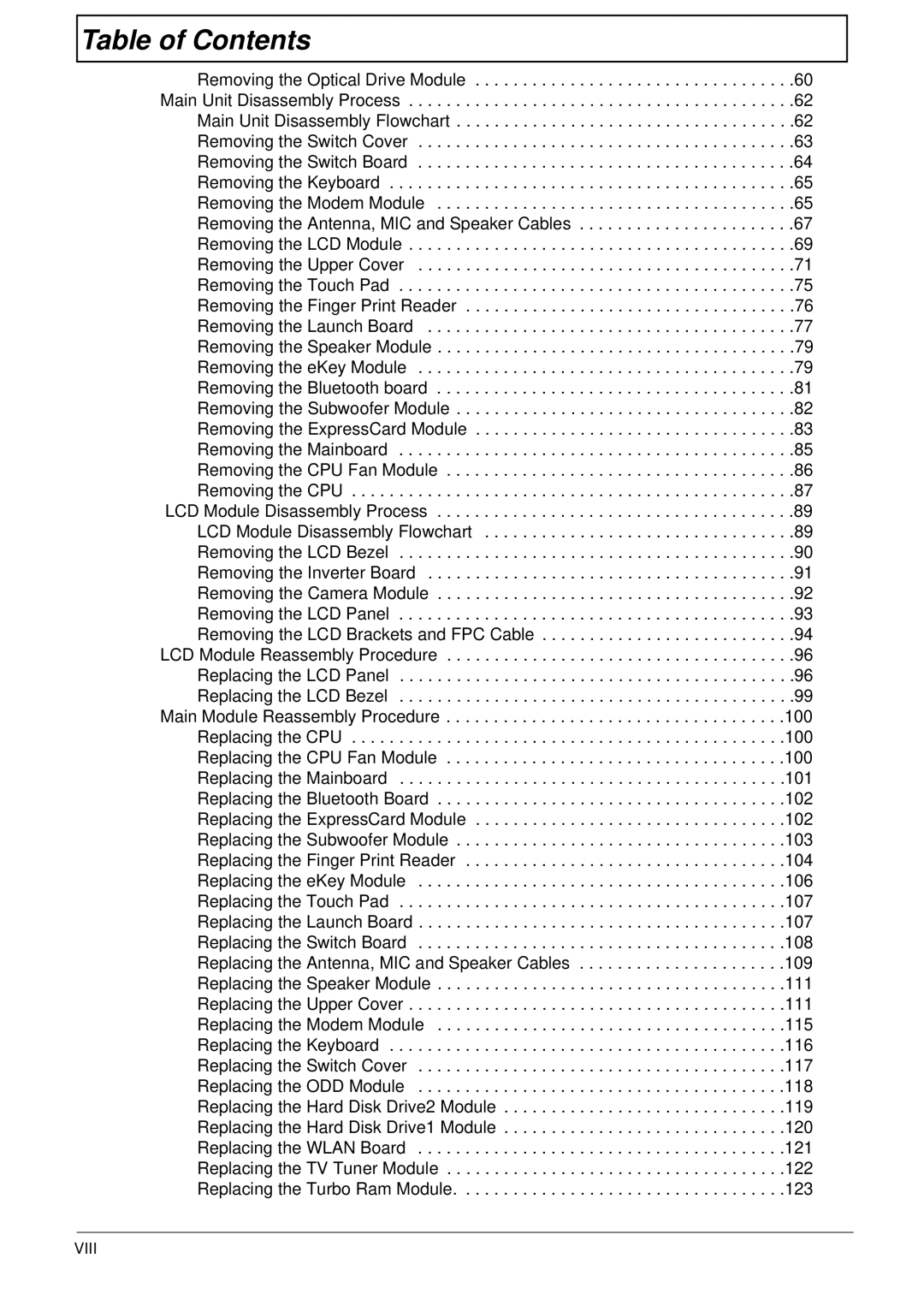 Aspire Digital 7730G manual Table of Contents 