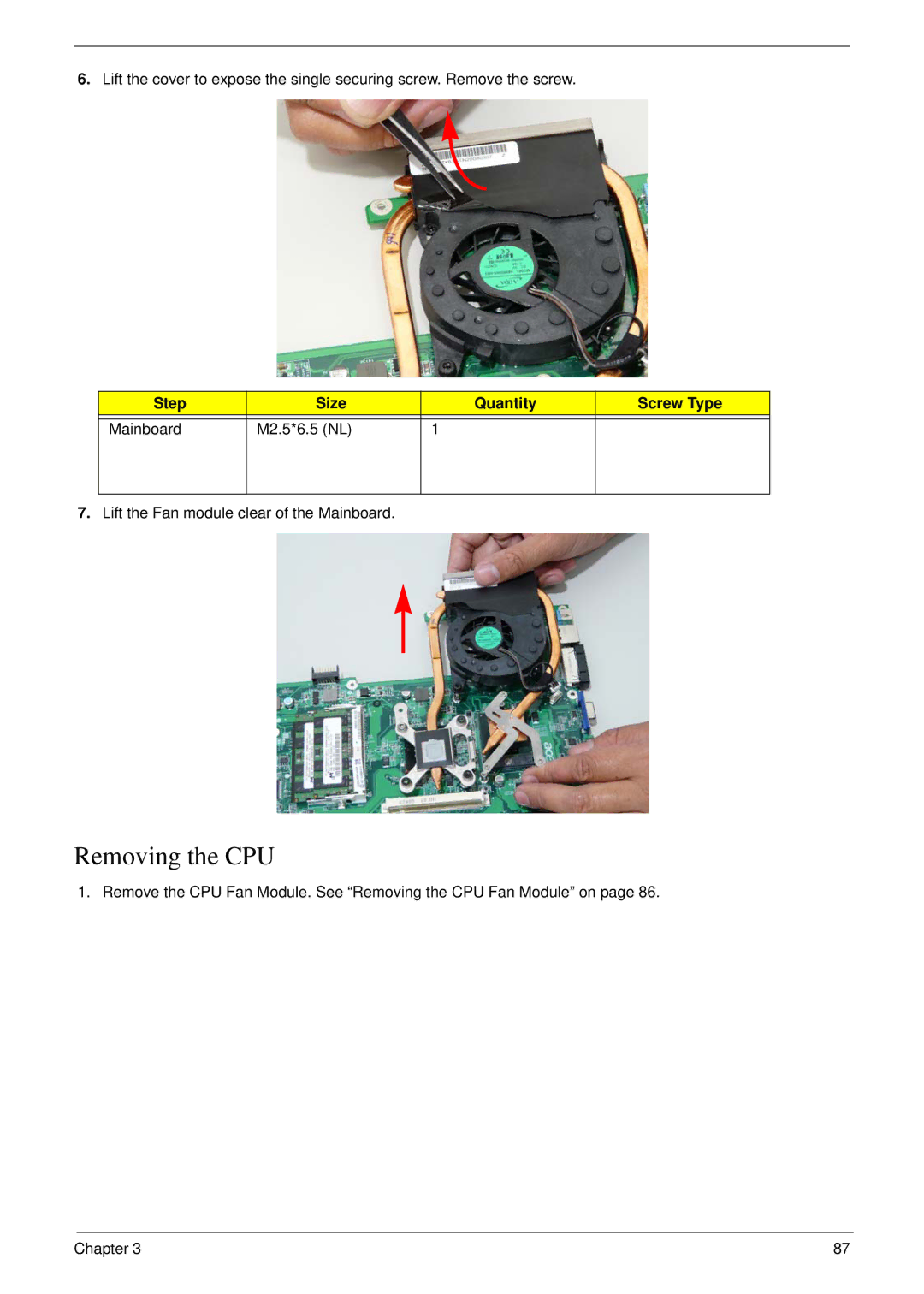 Aspire Digital 7730G manual Removing the CPU 