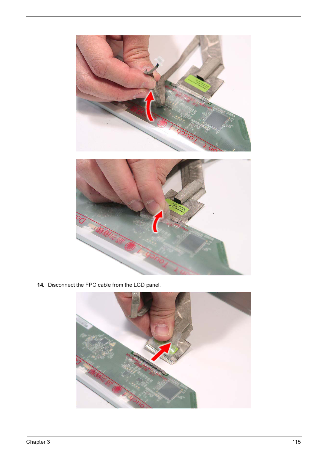 Aspire Digital 8735ZG, 8735G manual Disconnect the FPC cable from the LCD panel 