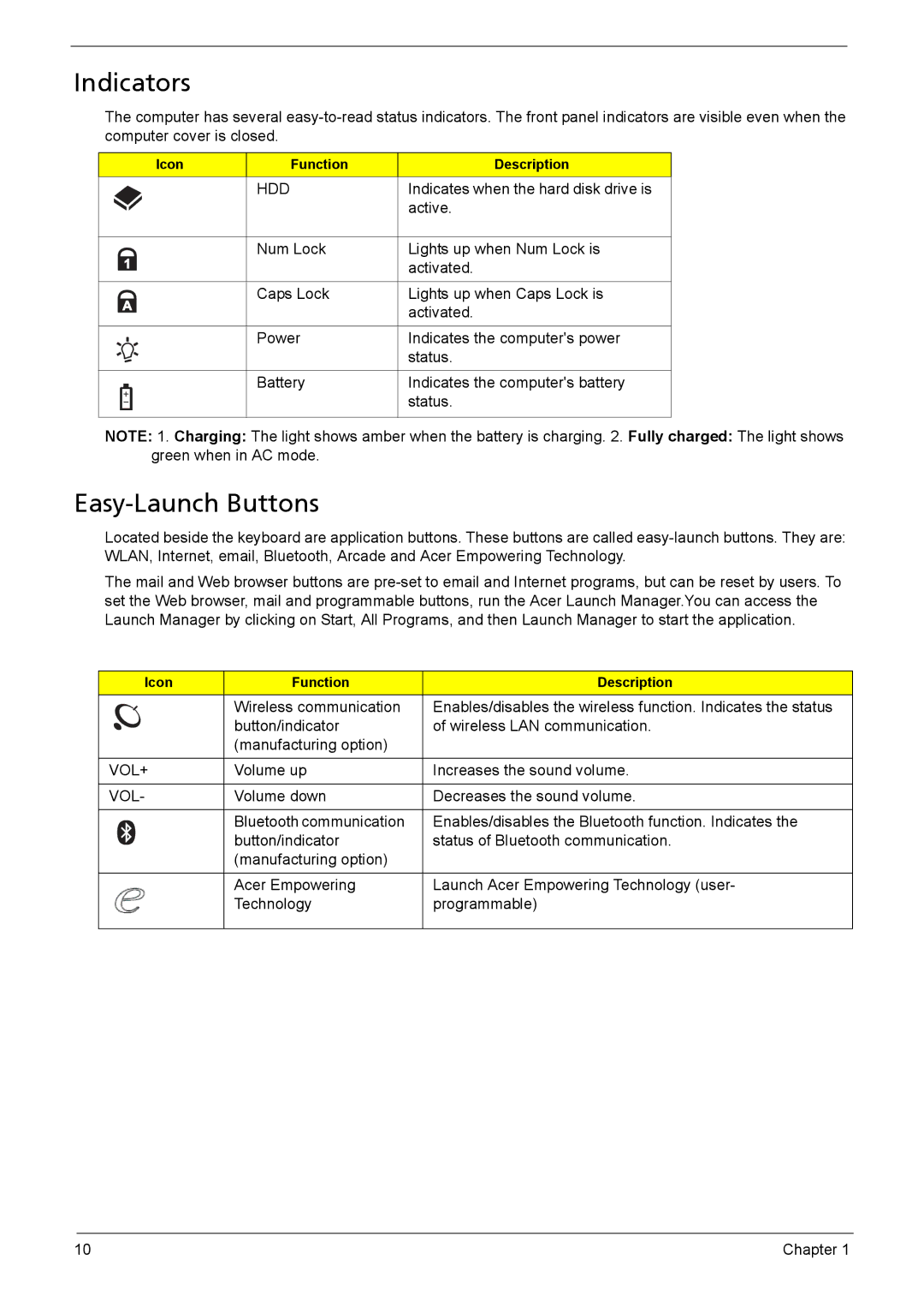 Aspire Digital 8735G, 8735ZG manual Indicators, Easy-Launch Buttons 